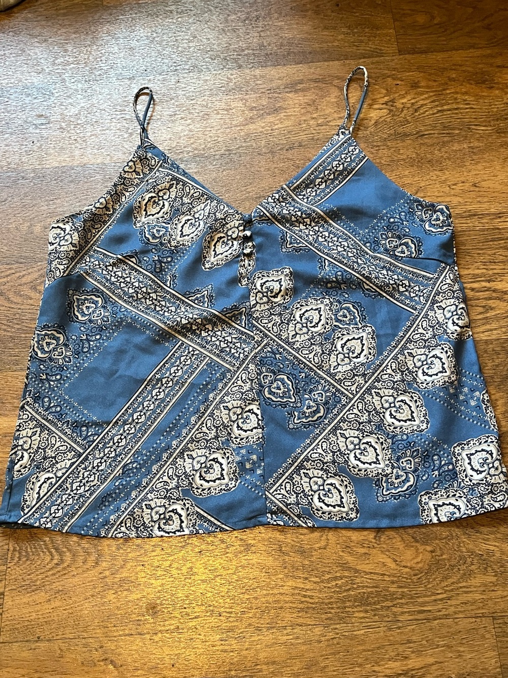 Blue Bandana-like Print Spaghetti Strap Cami Top